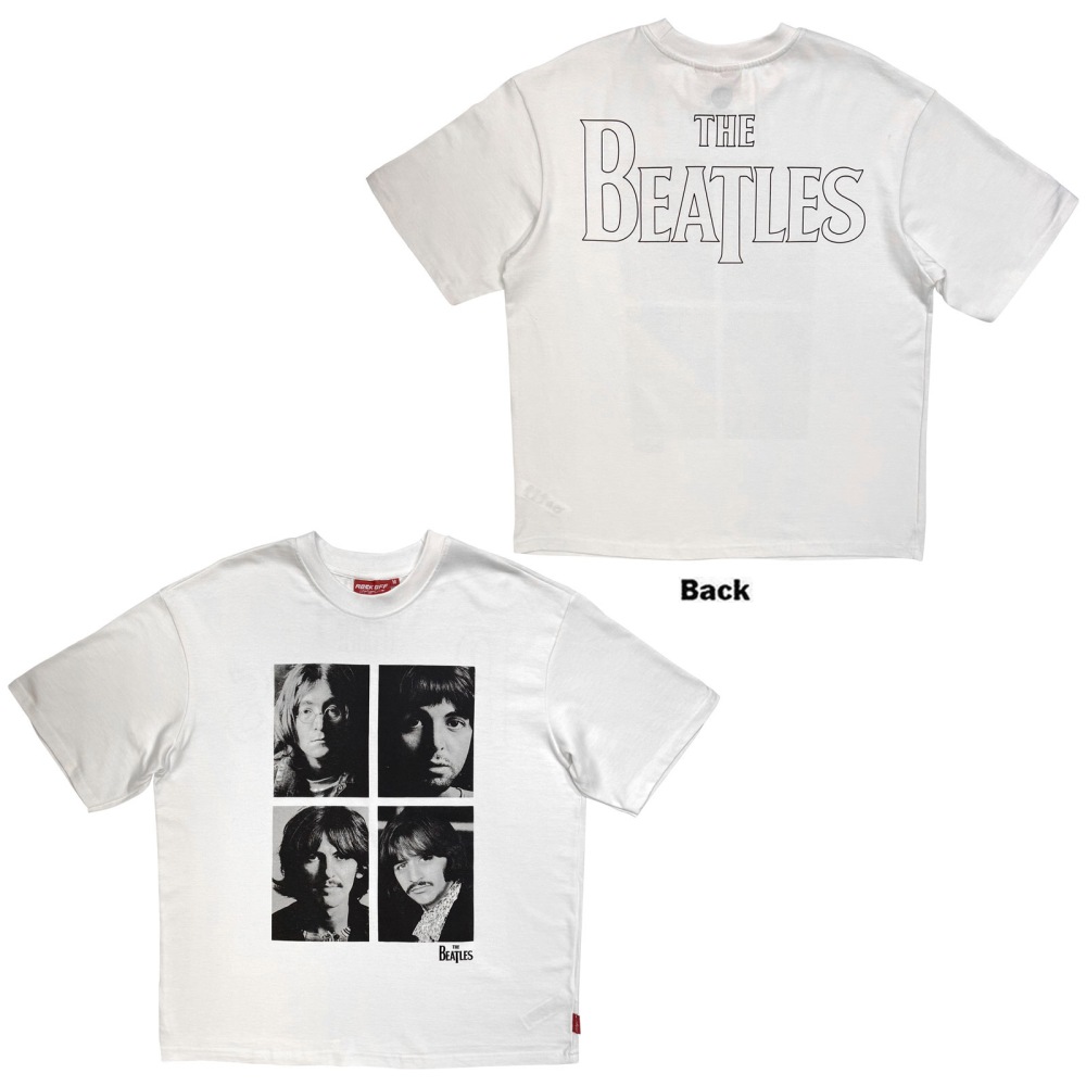 The Beatles - Unplugged Four Portrait Wash Unisex Tshirt - White